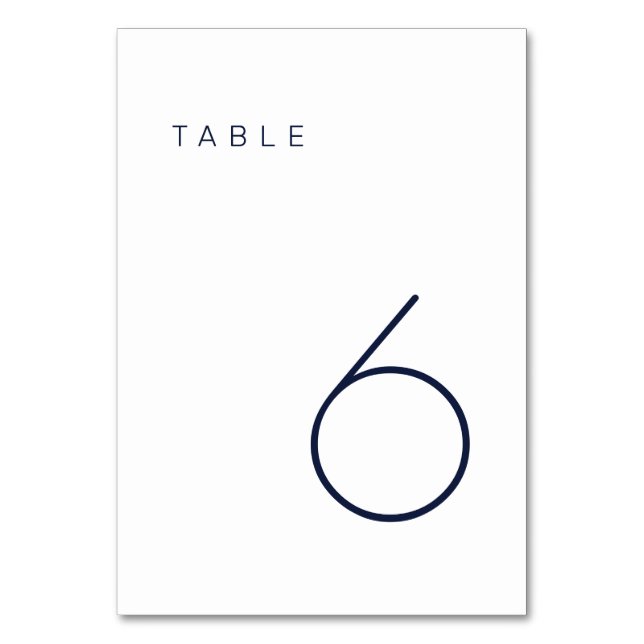 Modern Minimalist Navy Blue and White Table Number (Front)