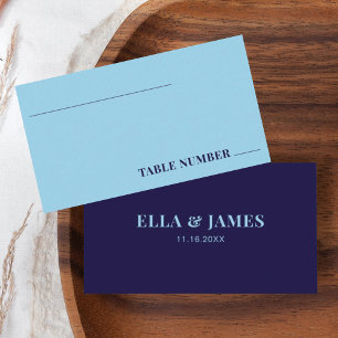 Modern Minimalist Navy Blue Flat Wedding Table No. Place Card