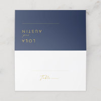 Modern Minimalist Navy Blue | Gold Folded