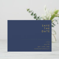 Modern Minimalist Navy Blue | Gold Font Horizontal