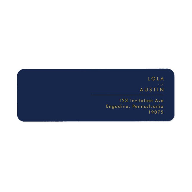 Modern Minimalist Navy Blue | Gold Return Address (Front)