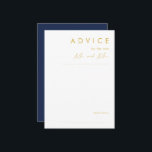 Modern Minimalist Navy Blue | Gold Wedding Advice Card<br><div class="desc">This modern minimalist navy blue | gold wedding advice card is perfect for your classy boho wedding. Its simple, unique abstract design accompanied by a contemporary minimal script and a dark navy blue colour palette gives this product a feel of elegant formal luxury while staying simplistic, chic bohemian. Keep it...</div>