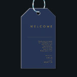 Modern Minimalist Navy Blue | Gold Wedding Welcome Gift Tags<br><div class="desc">These modern minimalist navy blue | gold wedding welcome gift tags are perfect for your classy boho wedding. Its simple, unique abstract design accompanied by a contemporary minimal script and a dark navy blue colour palette gives this product a feel of elegant formal luxury while staying simplistic, chic bohemian. Keep...</div>