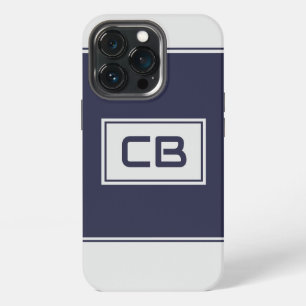Modern Minimalist Navy Blue Monogram iPhone 13 Pro Case