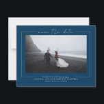Modern Minimalist Navy Blue Save the Date Photo<br><div class="desc">Elegant minimalist navy blue save the date photo cards</div>
