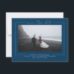Modern Minimalist Navy Blue Save the Date Photo<br><div class="desc">Elegant minimalist navy blue save the date photo cards</div>
