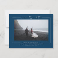 Modern Minimalist Navy Blue Save the Date Photo