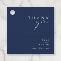 Modern Minimalist Navy Blue | Silver Thank You