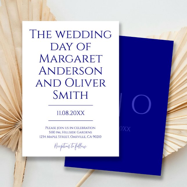 Modern Minimalist Navy Blue Trendy Wedding  Invitation (Creator Uploaded)