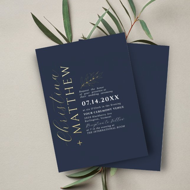 Modern Minimalist Navy Blue Wedding Gold (Creator Uploaded)