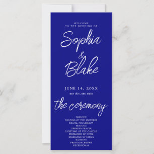 Modern Minimalist Navy Blue Wedding Program