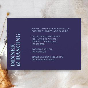 Modern Minimalist Navy Blue Wedding Reception Card