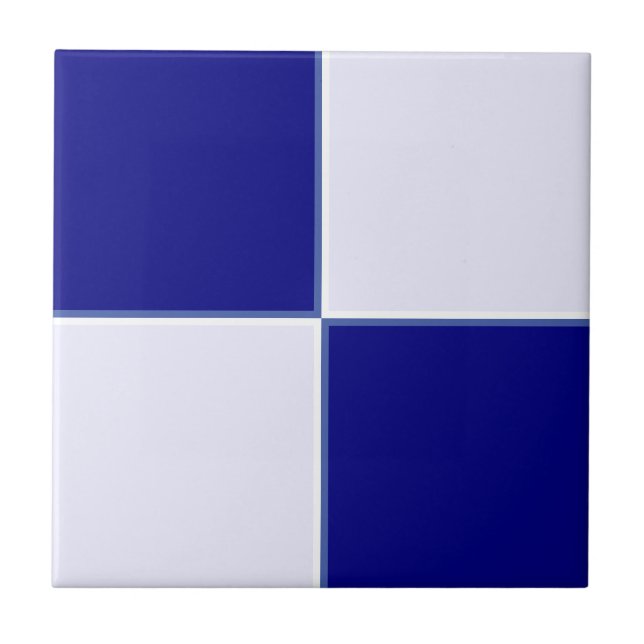 Modern Minimalist Navy Blue White Geometric Tile (Front)