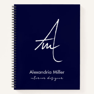 Modern Minimalist Navy Monogram Notebook