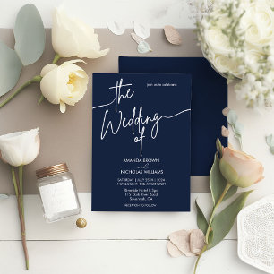 Modern Minimalist Navy Wedding Invitation