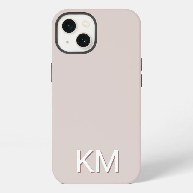 Modern Minimalist Neutral Monogram iPhone Case (Back)