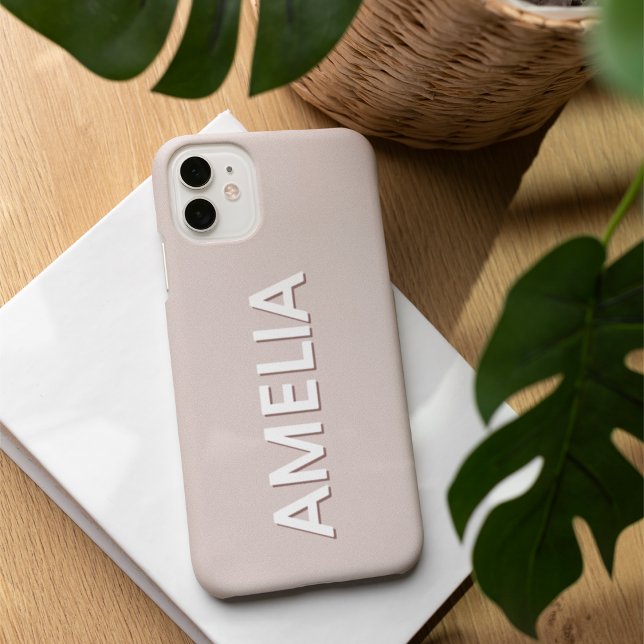 Modern Minimalist Neutral Personalized Name iPhone 16 Case (Creator Uploaded)