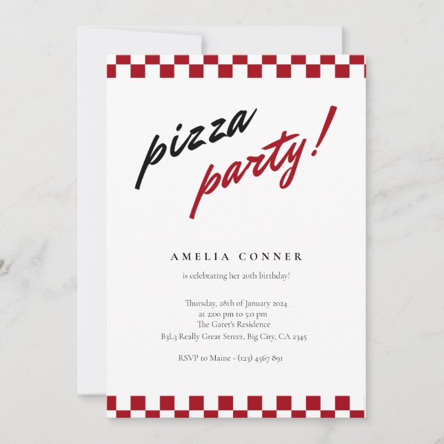 Modern Minimalist Neutral Pizza Party Invitation (Front)