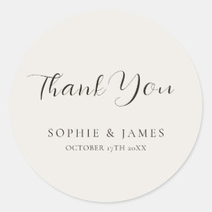 Modern Minimalist Neutral Wedding  Classic Round Sticker