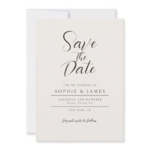 Modern Minimalist Neutral Wedding Save The Date 