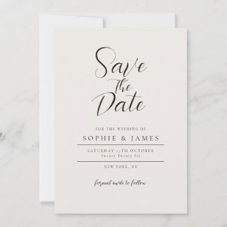 Modern Minimalist Neutral Wedding Save The Date  Invitation