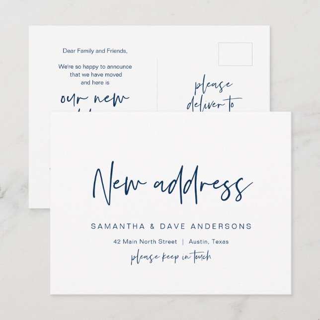 Modern minimalist, New Home Address Announcement P Postcard (Front/Back)