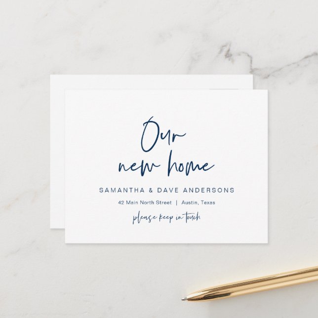 Modern minimalist, New Home Address Announcement Postcard (Front/Back In Situ)
