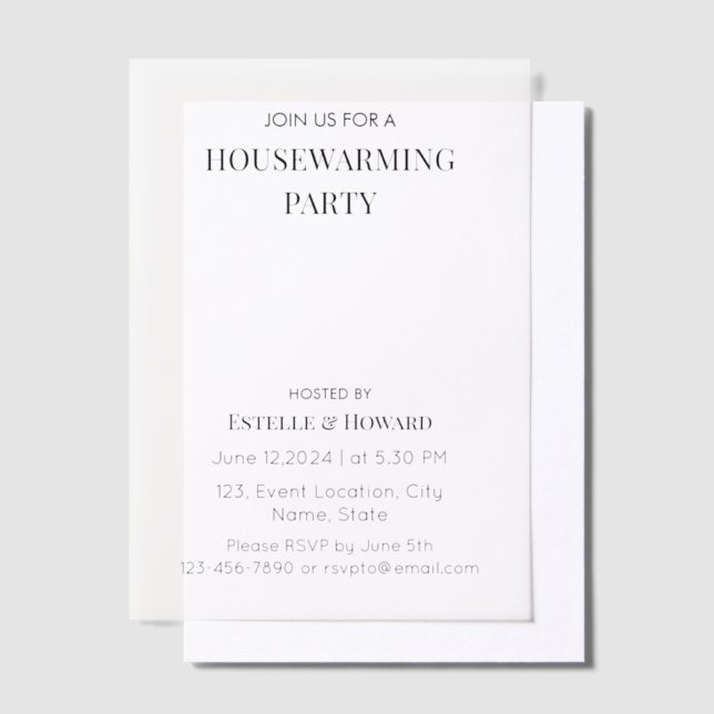 Modern Minimalist New Home Housewarming Party  Vellum Invitations (Offset)