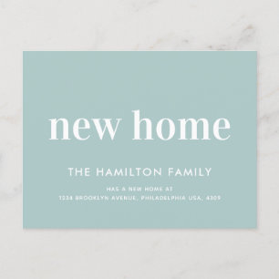 Modern Minimalist New Home Pastel Green Announcement Postcard