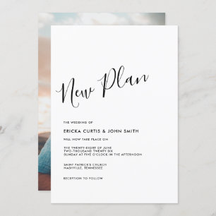 Modern Minimalist New Plan Calligraphy Photo Invitation