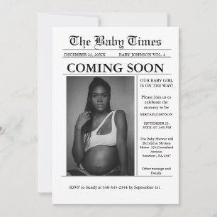 Modern Minimalist Newspaper Pregnancy announcement