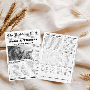Modern Minimalist Newspaper Wedding Program