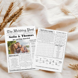 Modern Minimalist Newspaper Wedding Program
