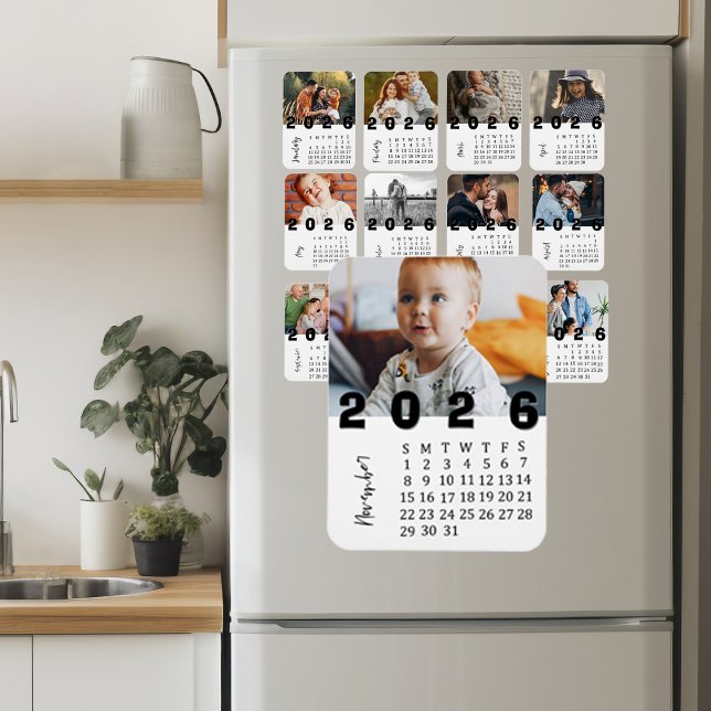 Modern Minimalist November 2026 Photo Calendar Magnet (Modern Minimalist November 2026 Photo Calendar Magnet)
