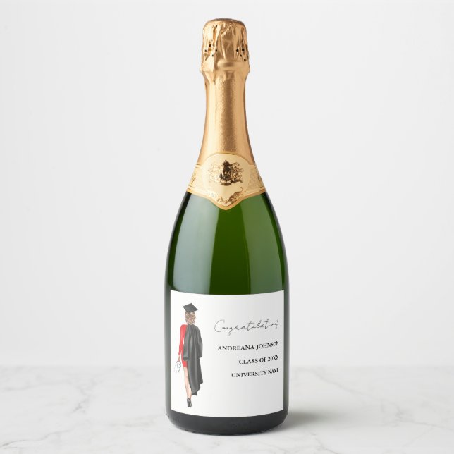 Modern Minimalist Nurse Graduation Gift Sparkling Wine Label (Front)