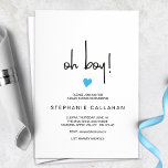 Modern Minimalist Oh Boy Blue Heart Baby Shower Invitation<br><div class="desc">A modern minimalist oh boy shower invitation. This card has a clean, fresh calligraphy design which suits modern parents-to-be. With its cute little blue motif, it's perfect for a baby boy announcement card or for hosting a shower party honoring a new parent. A clean uncluttered look with a chic font...</div>