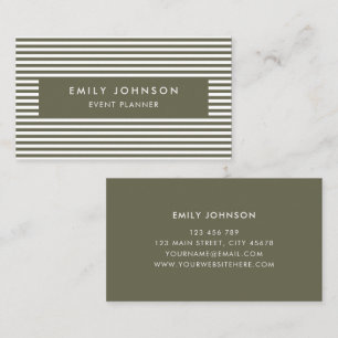 Modern Minimalist Olive Green Stripes Business Card