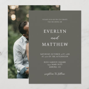 Modern Minimalist Olive Grey Invitation