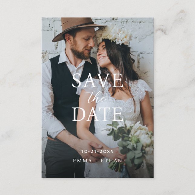 Modern Minimalist Olive Grey Save The Date (Front)