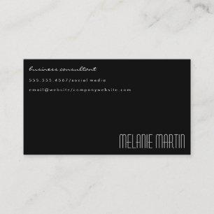 Modern Minimalist on Black Variation Business Card