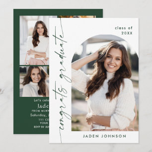 Modern Minimalist One 5 PHOTO Graduation Party Invitation