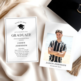 Modern Minimalist One PHOTO Graduation Party Invitation