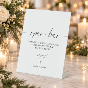 Modern Minimalist Open Bar Pedestal Sign