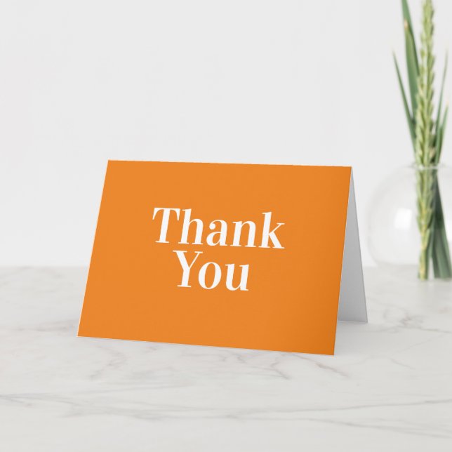 Modern Minimalist Orange Wedding Thank You (Front)