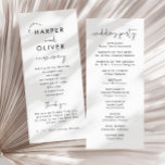 Modern Minimalist Order Of Events Wedding Program<br><div class="desc">This is a modern wedding program featuring an elegant font and a minimalist layout. Edit all wording and all font and background colours. // For matching items, please visit the "EMMA" collection in the Sincerely By Nicole Zazzle store. * If you like this design but don't see it available for...</div>