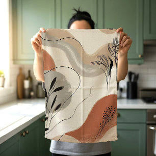 Modern Minimalist Organic Abstract Shapes Pattern Kitchen Towel