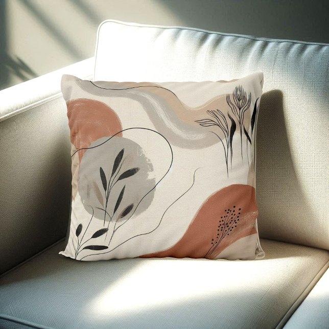 Modern Minimalist Organic Abstract Shapes Pattern Throw Pillow (Creator Uploaded)