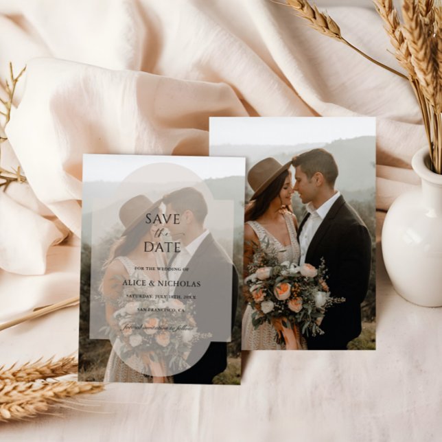 Modern Minimalist Overlay Photo Wedding Save The Date (Creator Uploaded)