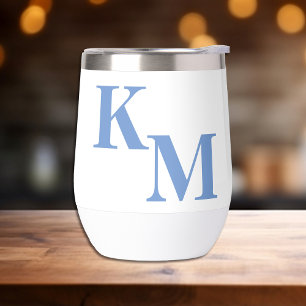Modern Minimalist Pale Blue Monogram