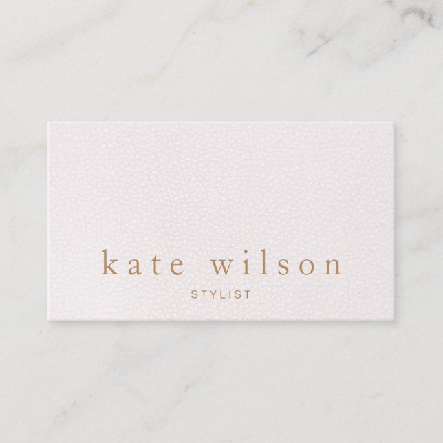 Modern Minimalist Pale Pink Leather Professional Business Card (Front)